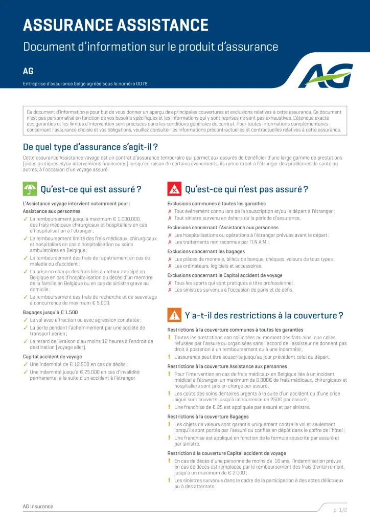 Garantie assurance assitance voyage